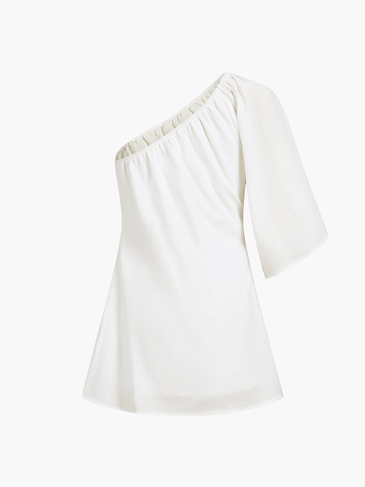 Damen Baumwoll-Leinen Sommerkleid | Elegantes Ein-Schulter Kleid für Warme Tage