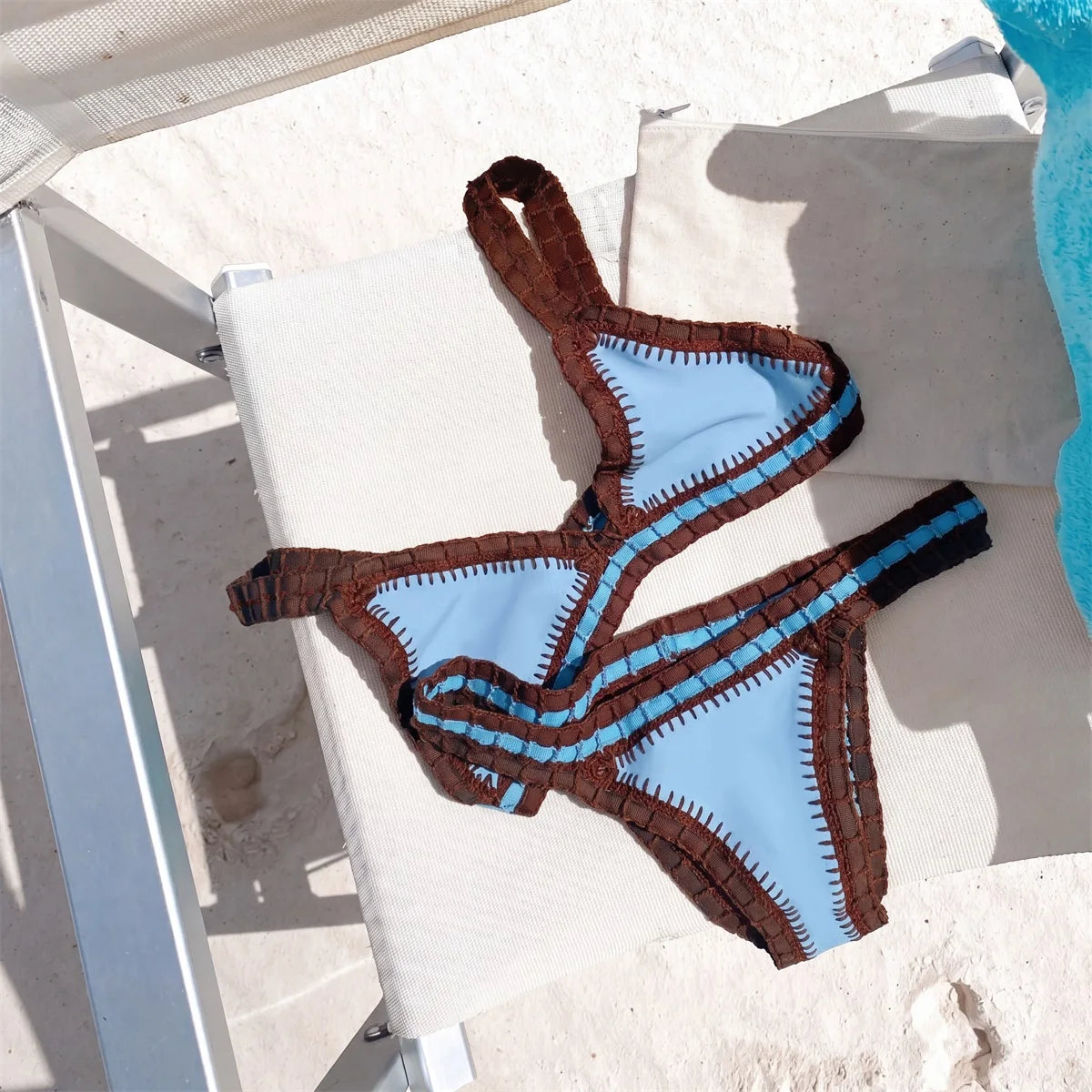 Damen Häkel Bikini | Sexy Push-Up Badeanzug mit Niedriger Taille | Stilvoller Sommer-Bademode