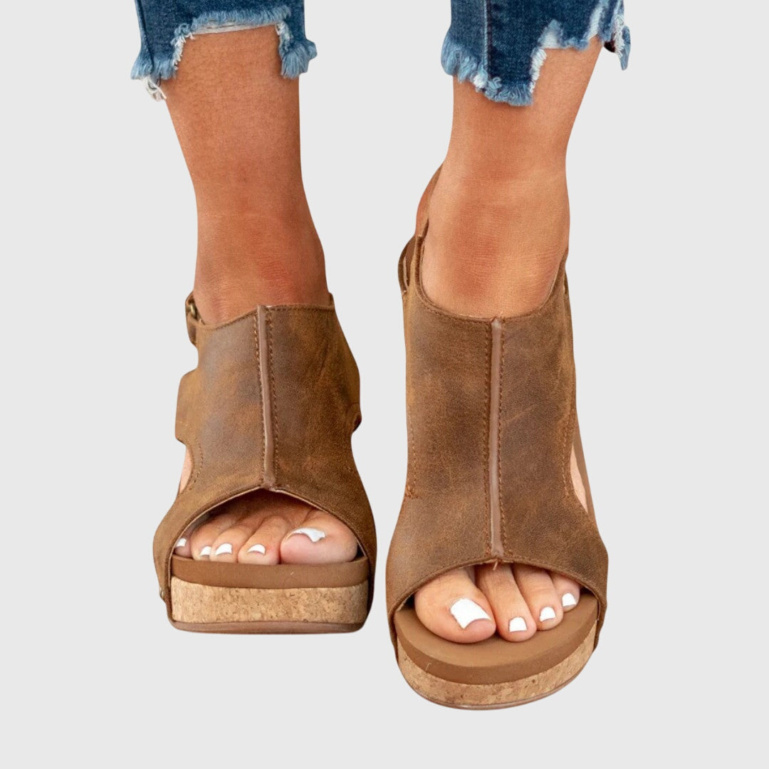 Damen Kunstleder Plateau Sandalen | Gepolsterte Elegante Sommerschuhe
