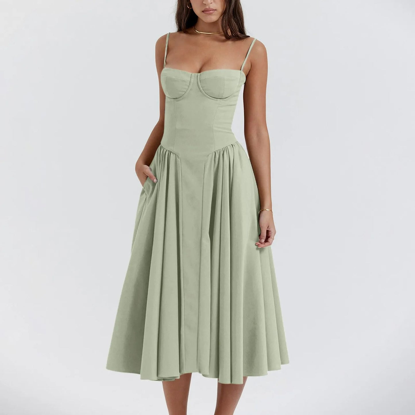 Damen Vintage Geformtes Korsett Cocktailkleid | Elegantes Midi Abendkleid für Hochzeitsgäste