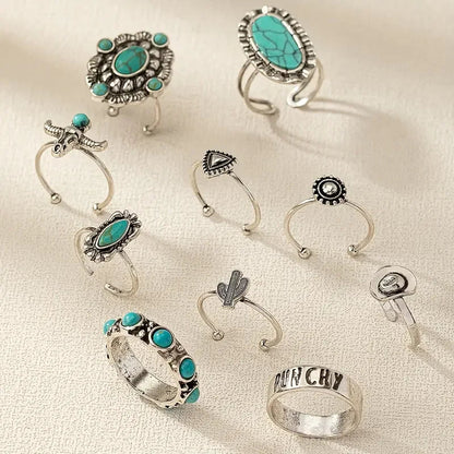 Women's 10-Piece Western Ring Set | Elegant Jewelry Collection for Special Occasions