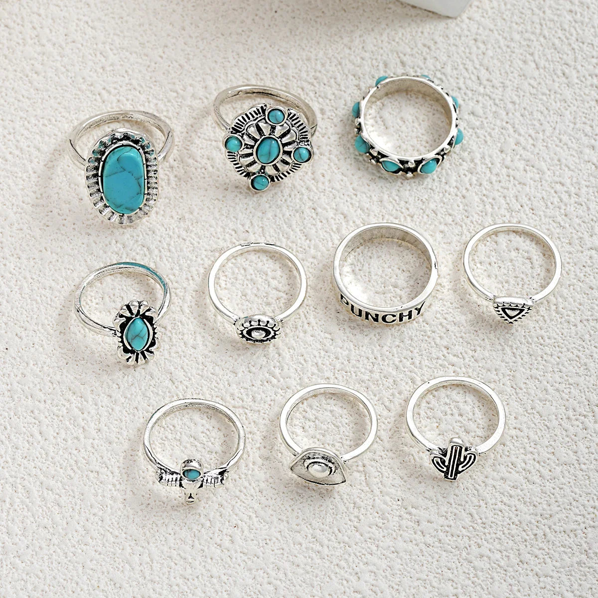 Women's 10-Piece Western Ring Set | Elegant Jewelry Collection for Special Occasions
