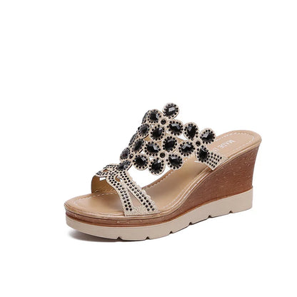 Damen Atmungsaktive Keilsandalen | Elegante Peep Toe Sommer Schuhe | Rutschfest und Komfortabel
