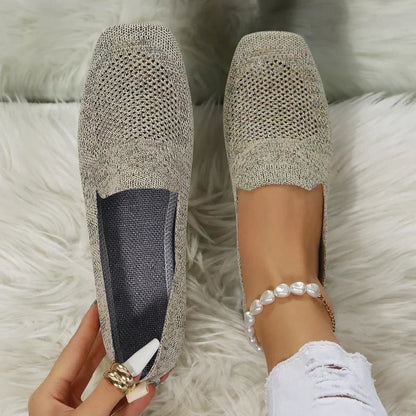 Damen Atmungsaktive Strick Slipper | Bequeme Slip-On Flats mit Gepolsterter Innensohle 0