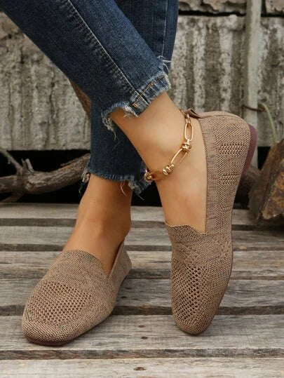 Damen Atmungsaktive Strick Slipper | Bequeme Slip-On Flats mit Gepolsterter Innensohle 1