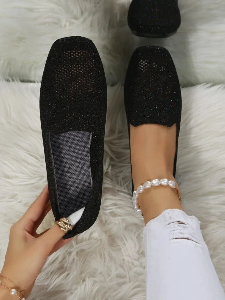 Damen Atmungsaktive Strick Slipper | Bequeme Slip-On Flats mit Gepolsterter Innensohle 2