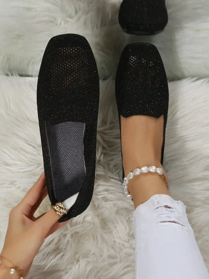 Damen Atmungsaktive Strick Slipper | Bequeme Slip-On Flats mit Gepolsterter Innensohle 2