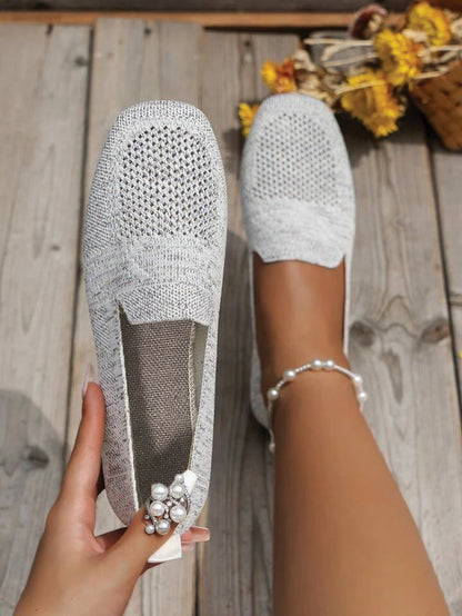 Damen Atmungsaktive Strick Slipper | Bequeme Slip-On Flats mit Gepolsterter Innensohle 4