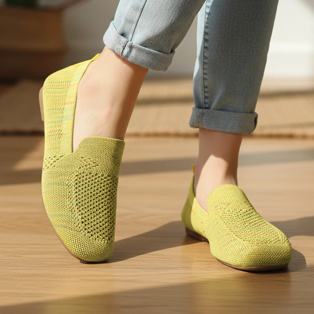 Damen Atmungsaktive Strick Slipper | Bequeme Slip-On Flats mit Gepolsterter Innensohle 5