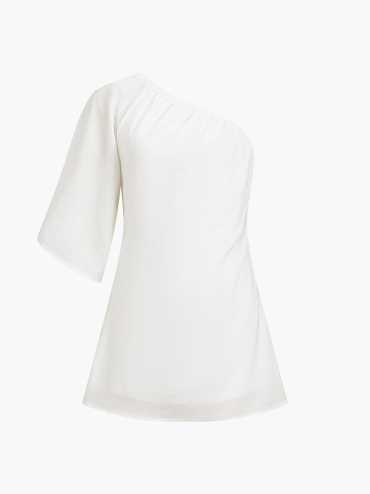 Damen Baumwoll-Leinen Sommerkleid | Elegantes Ein-Schulter Kleid für Warme Tage