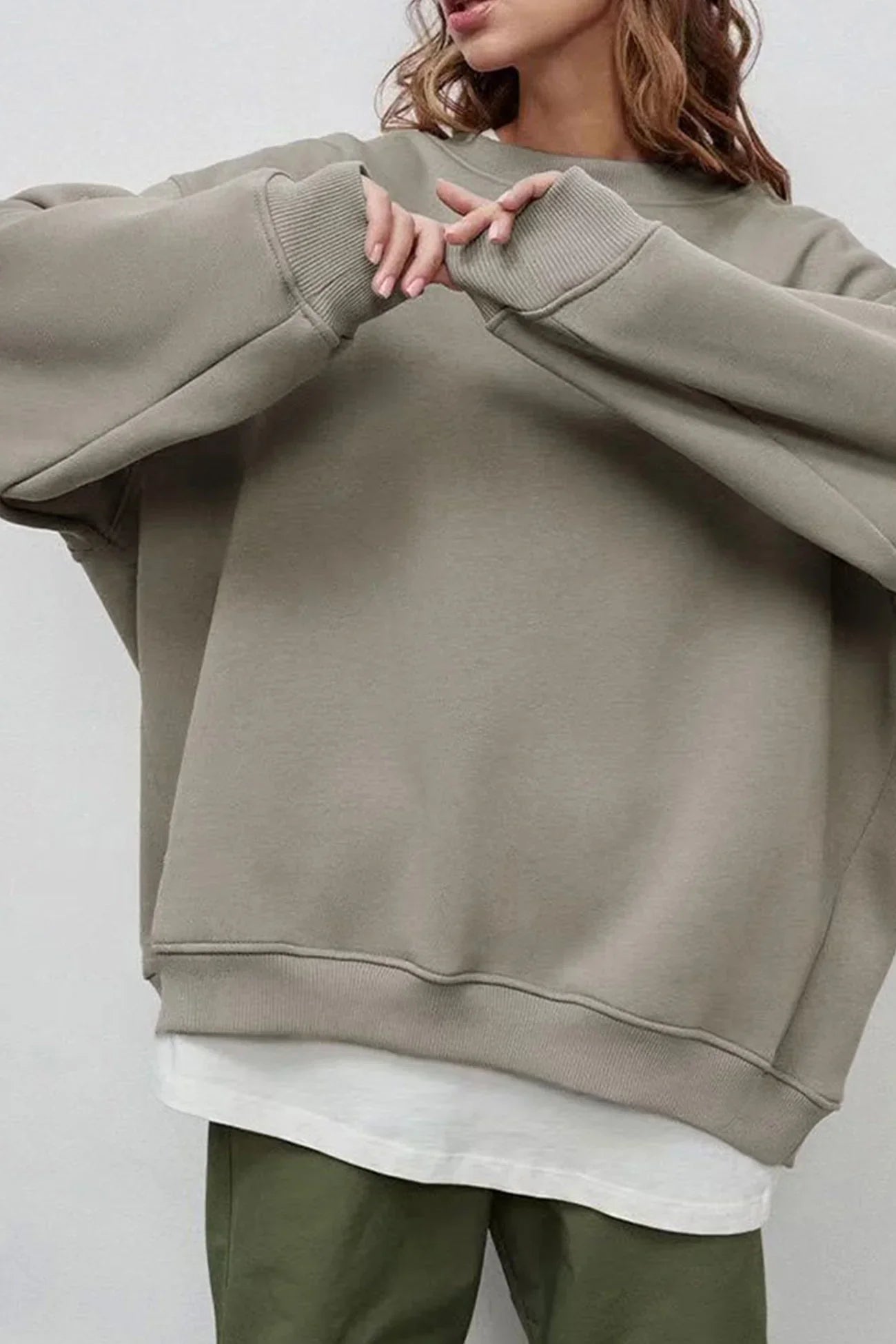 Damen Baumwoll Sweatshirt | Bequemes Oversized Langarm-Oberteil für Lässigen Look