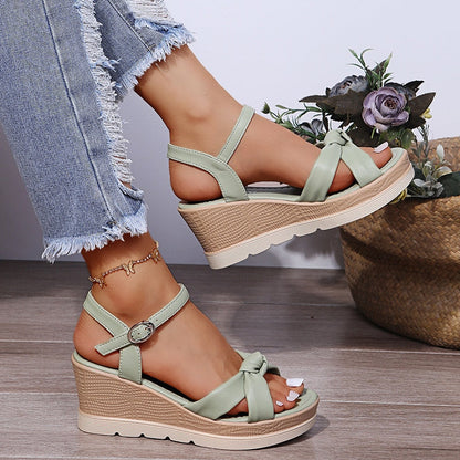 Damen Bequeme Leder Plateau-Keilsandalen | Stilvolle Sommer Wedges