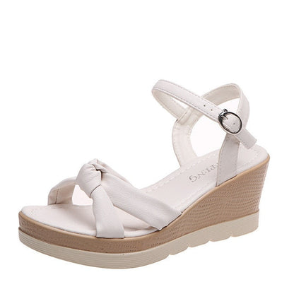 Damen Bequeme Leder Plateau-Keilsandalen | Stilvolle Sommer Wedges