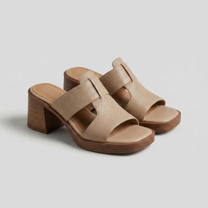 Damen Bequeme Slip-On Mules aus Leder | Elegante Offene Zehen Pantoletten