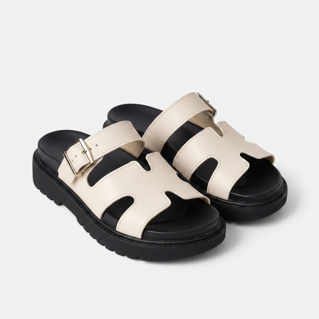 Damen Bequeme Synthetik Plateau Sandalen | Verstellbare Sommerschuhe mit Stützendem Fußbett