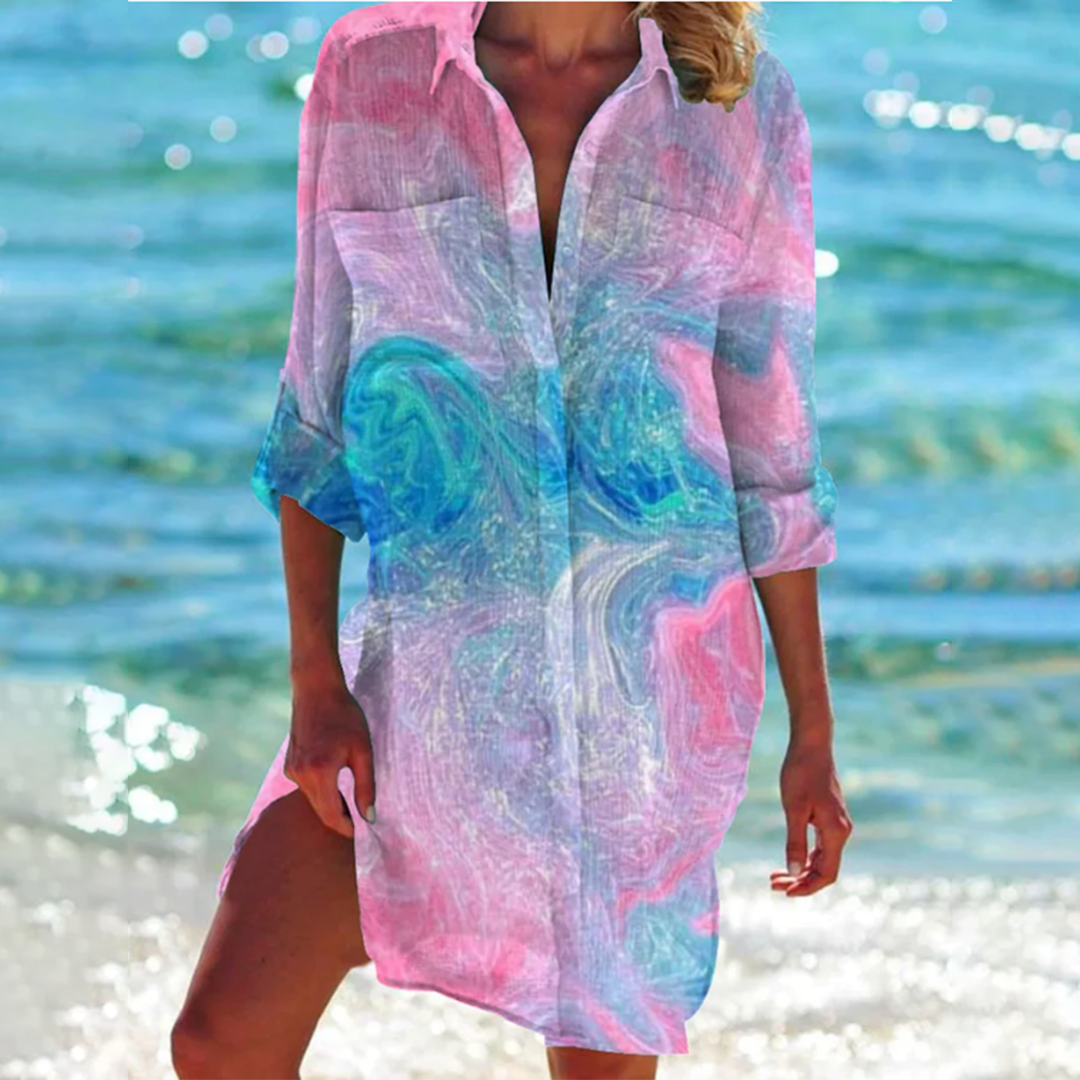 Damen Bunte Baumwollmischung Bluse | Luftige A-Linien Sommerhemden für Warmen Tage