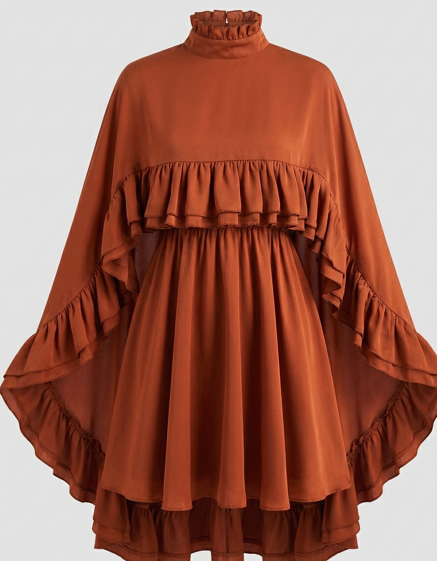 Damen Chiffon Kleid mit Rüschen | Elegantes Cape-Detail für besondere Anlässe 11