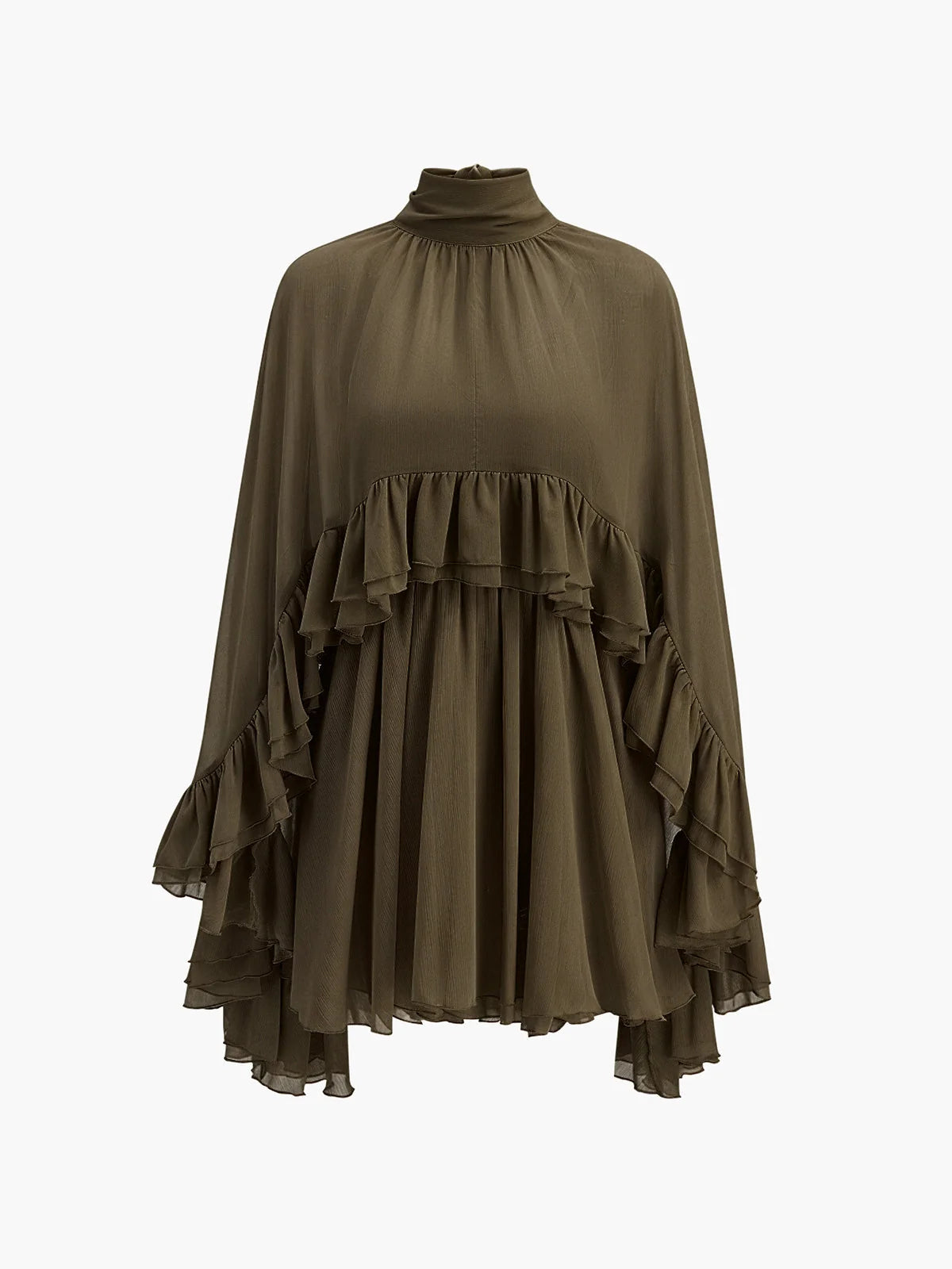 Damen Chiffon Kleid mit Rüschen | Elegantes Kurzarm Kleid für Hochzeitsgast 12