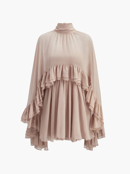 Damen Chiffon Kleid mit Rüschen | Elegantes Kurzarm Kleid für Hochzeitsgast 6