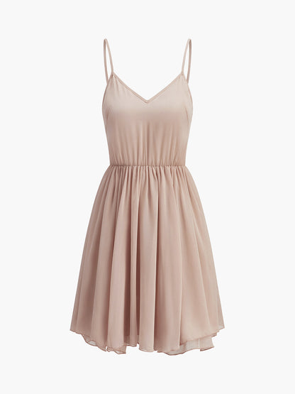 Damen Chiffon Kleid mit Rüschen | Elegantes Stehkragen Kurzarm Kleid 7