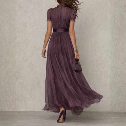 Damen Chiffon Maxikleid mit Spitzenbesatz | Elegantes Sommermaxikleid für Hochzeiten und Galas