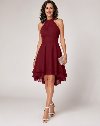 Damen Chiffon Midikleid | Elegantes Neckholder Cocktailkleid für besondere Anlässe 1