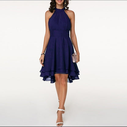 Damen Chiffon Midikleid | Elegantes Neckholder Cocktailkleid für besondere Anlässe 13