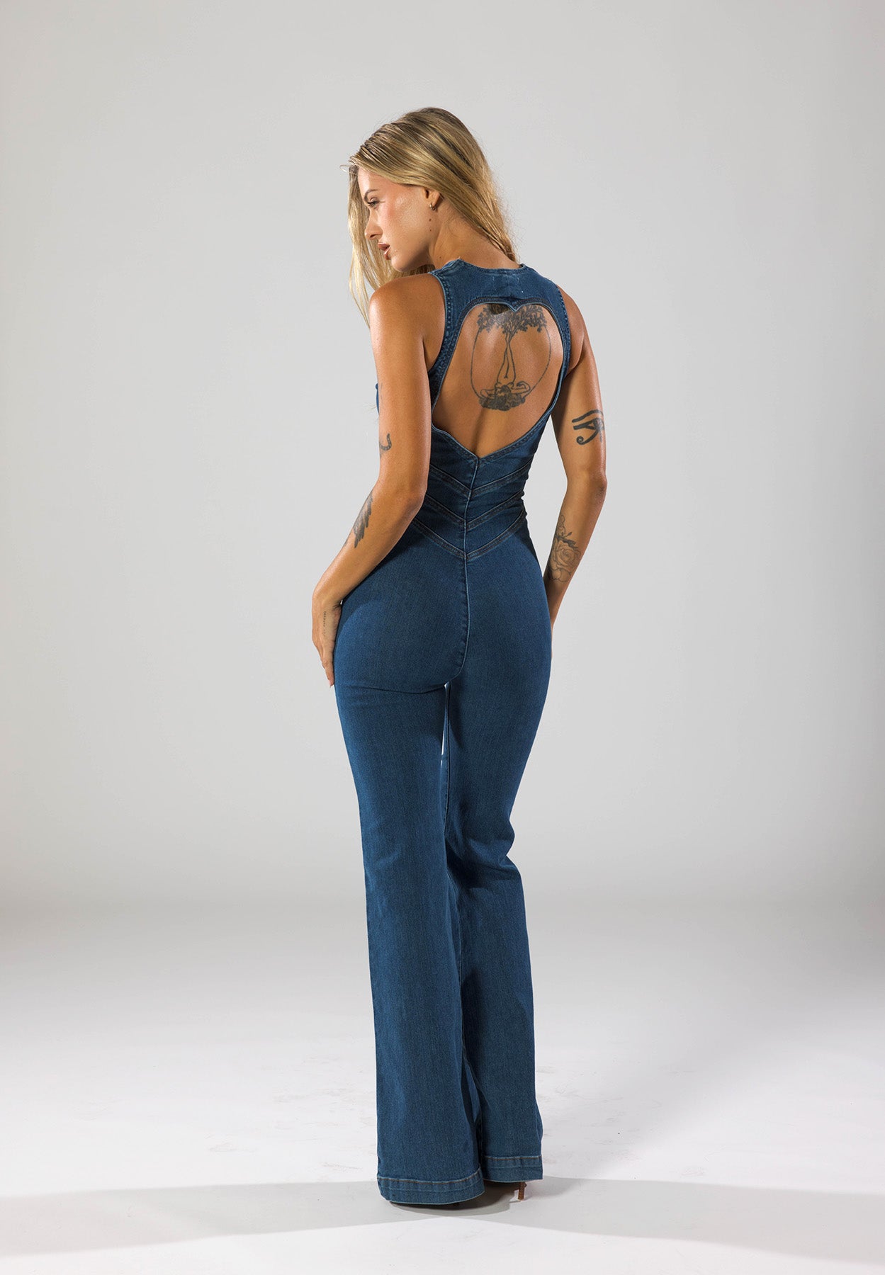 Damen Denim Jumpsuit | Figurbetont Herzförmiger Overall für Elegante Abendveranstaltungen