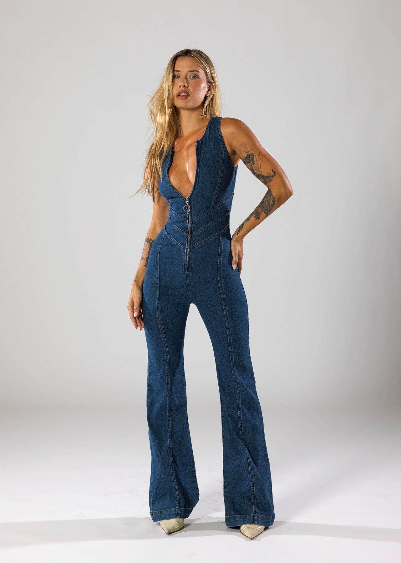 Damen Denim Jumpsuit | Figurbetont Herzförmiger Overall für Elegante Abendveranstaltungen
