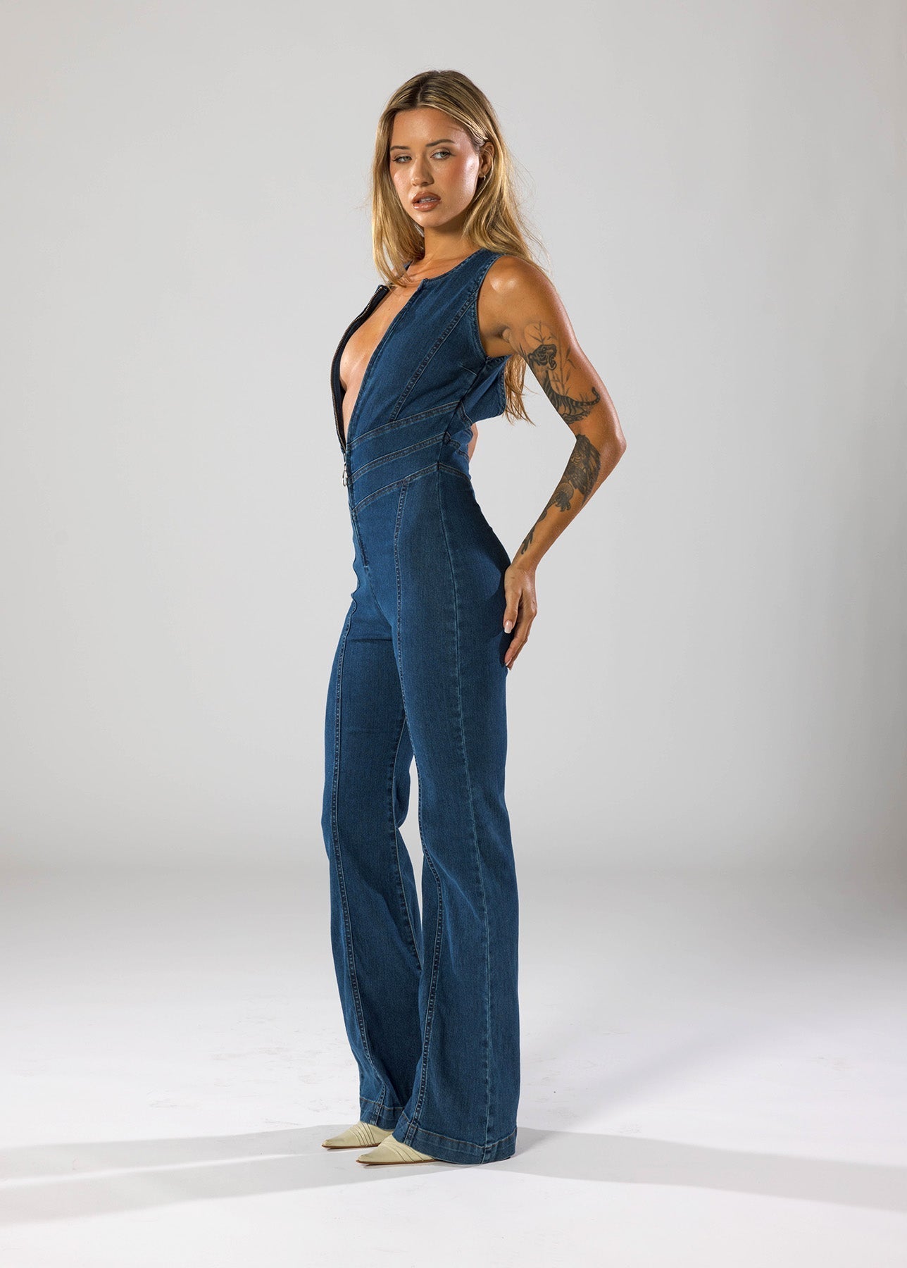 Damen Denim Jumpsuit | Figurbetont Herzförmiger Overall für Elegante Abendveranstaltungen