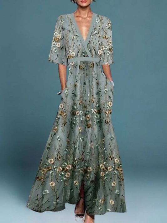 Damen Elegantes Blumenmuster Kleid | Stilvolles Sommerkleid für Jeden Anlass
