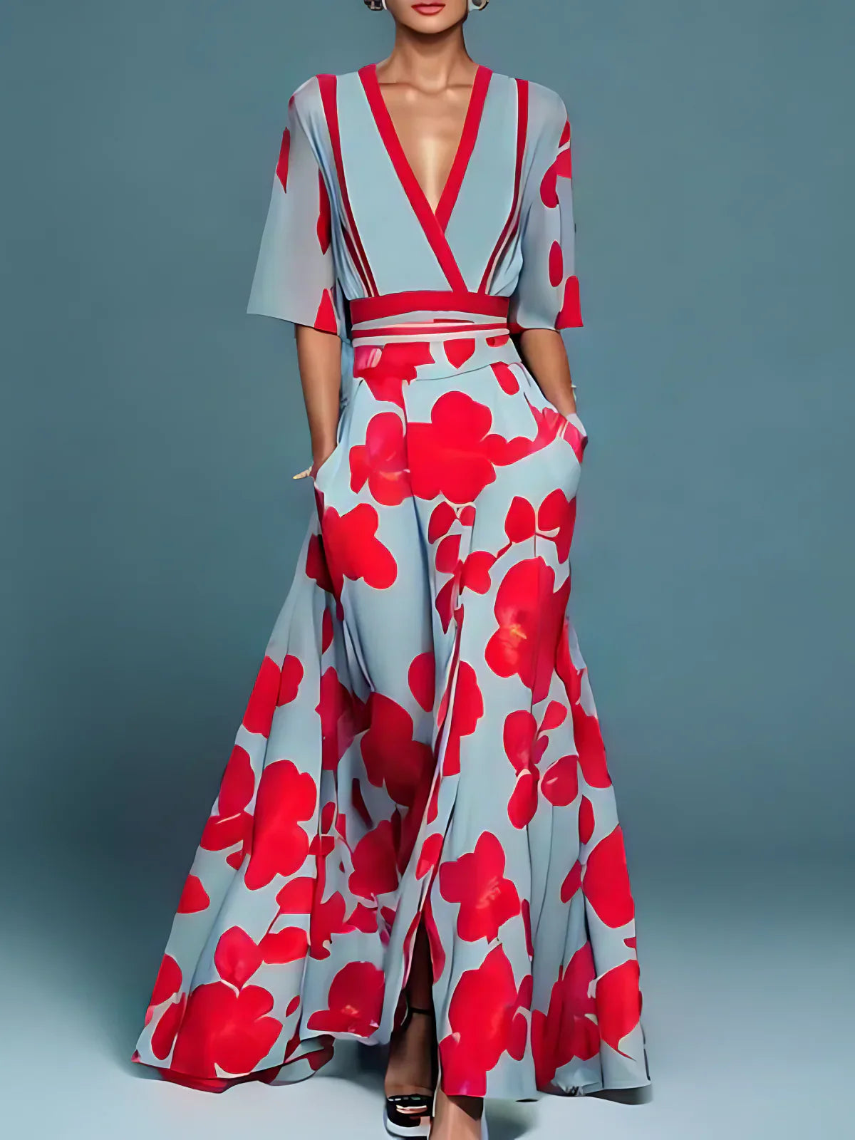 Damen Elegantes Blumenmuster Kleid | Stilvolles Sommerkleid für Jeden Anlass