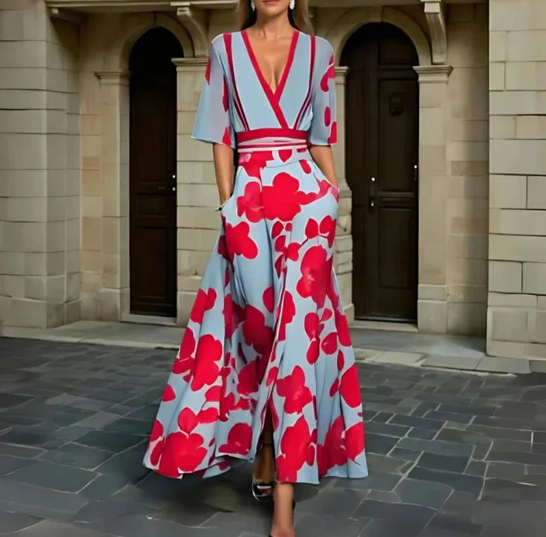 Damen Elegantes Blumenmuster Kleid | Stilvolles Sommerkleid für Jeden Anlass