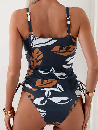 Damen Elegantes Figurformendes Tankini-Set | Exotischer V-Ausschnitt für Sommer