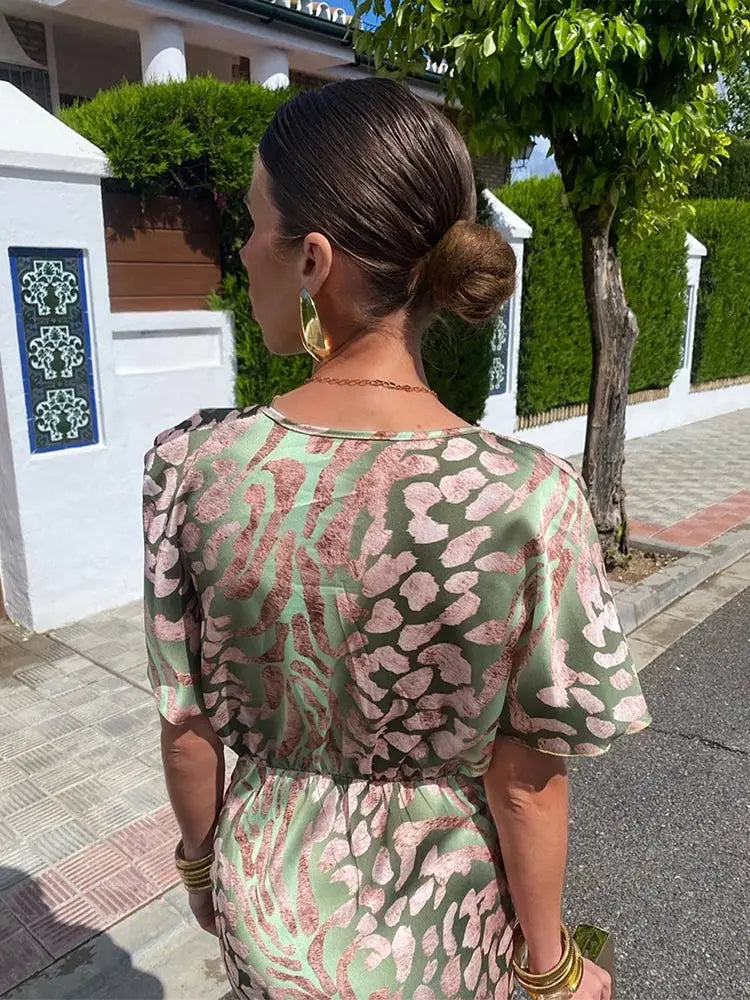 Damen Elegantes Kupfer Midi Kleid | Stilvolles Twist-Knoten Design für Hochzeitsgäste