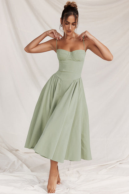 Damen Elegantes Mischgewebe Midi-Kleid | Schmeichelhaftes Sommerkleid für Alle Anlässe 0