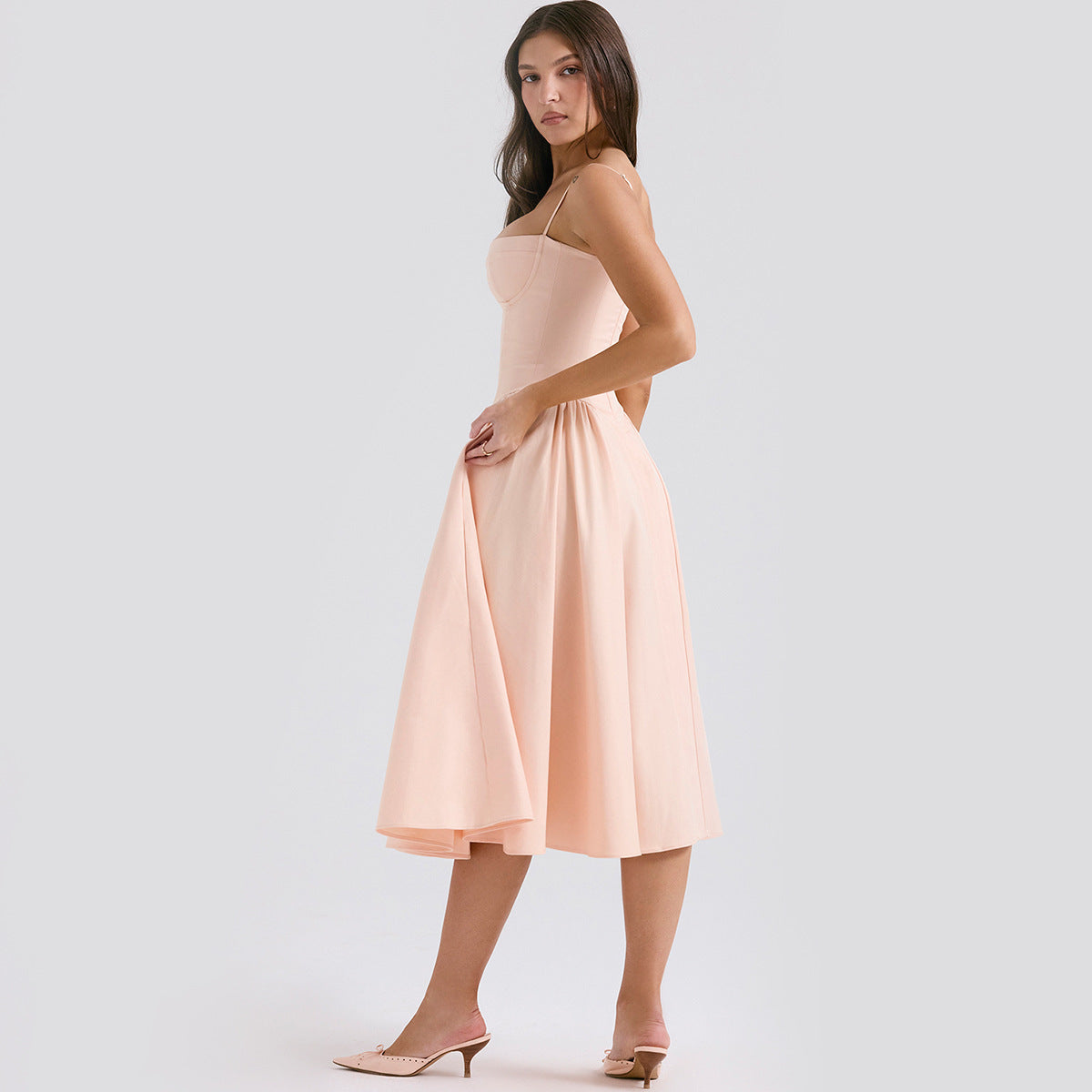Damen Elegantes Mischgewebe Midi-Kleid | Schmeichelhaftes Sommerkleid für Alle Anlässe 3