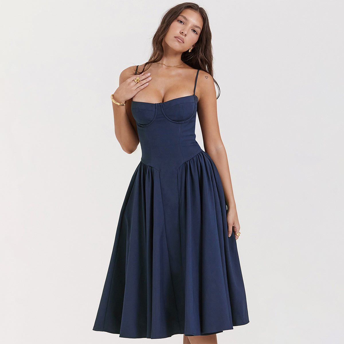 Damen Elegantes Mischgewebe Midi-Kleid | Schmeichelhaftes Sommerkleid für Alle Anlässe 5