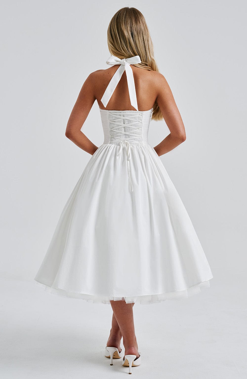 Damen Elegantes Neckholder Midikleid | Zeitloses Sommerkleid für Hochzeiten und Feste 6