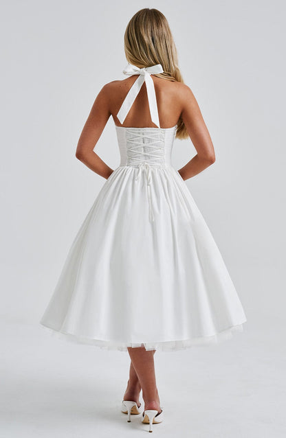 Damen Elegantes Neckholder Midikleid | Zeitloses Sommerkleid für Hochzeiten und Feste 6