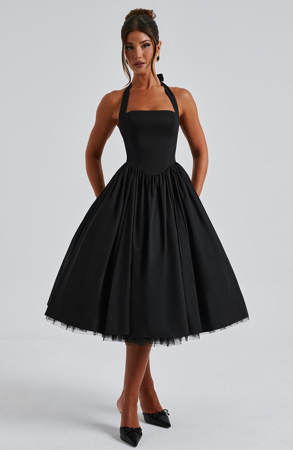 Damen Elegantes Neckholder Midikleid | Zeitloses Sommerkleid für Hochzeiten und Feste 7