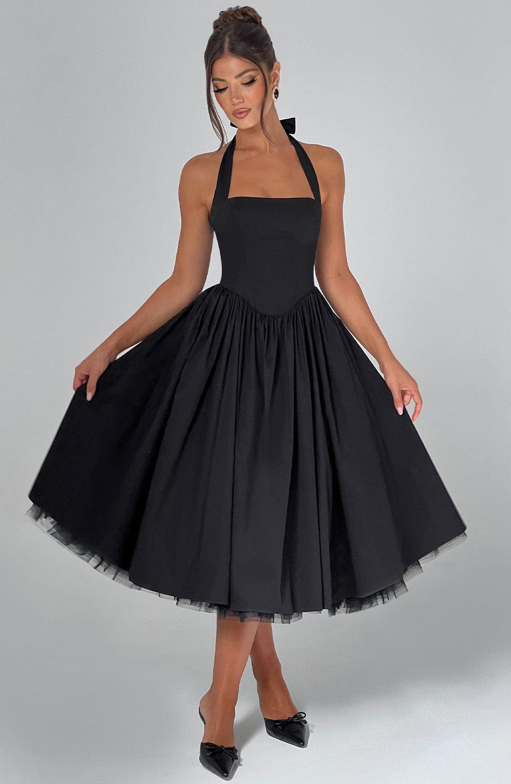 Damen Elegantes Neckholder Midikleid | Zeitloses Sommerkleid für Hochzeiten und Feste 8