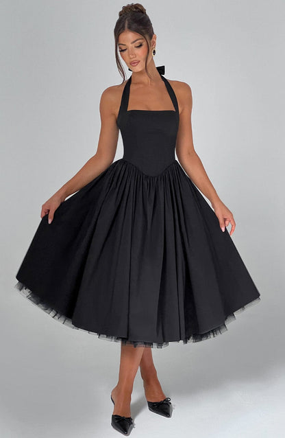 Damen Elegantes Neckholder Midikleid | Zeitloses Sommerkleid für Hochzeiten und Feste 8