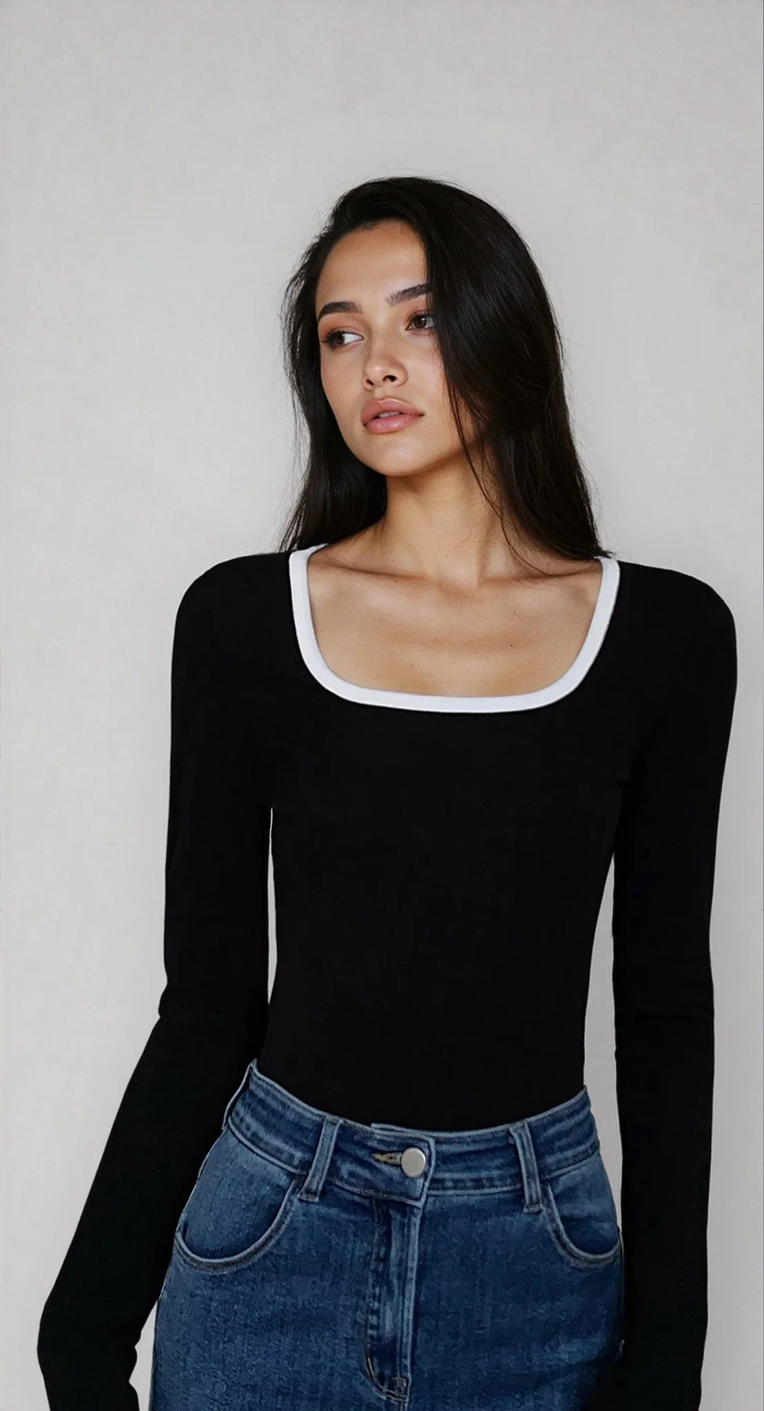Damen Elegantes Oberteil mit Eckigem Ausschnitt | Stilvolles Basic-Top 1