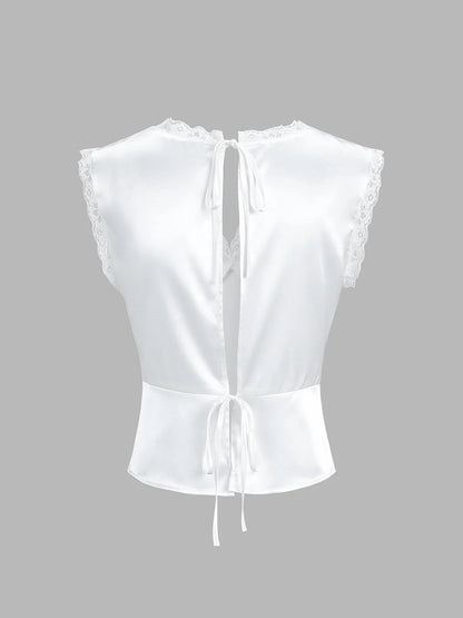 Damen Elegantes Satin Rock-Set | Zweiteiliges Outfit mit Spitzenbesatz für Besondere Anlässe 3