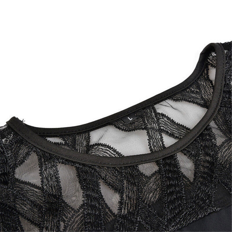 Damen Elegantes Spitzen Midi-Kleid | Bequemes Übergrößen Sommerkleid mit Raffiniertem O-Ausschnitt und Luxuriösen Ärmeln