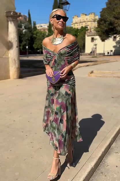 Damen Elegantes V-Ausschnitt Maxi Kleid | Fließendes Zeremonienkleid für Hochzeiten
