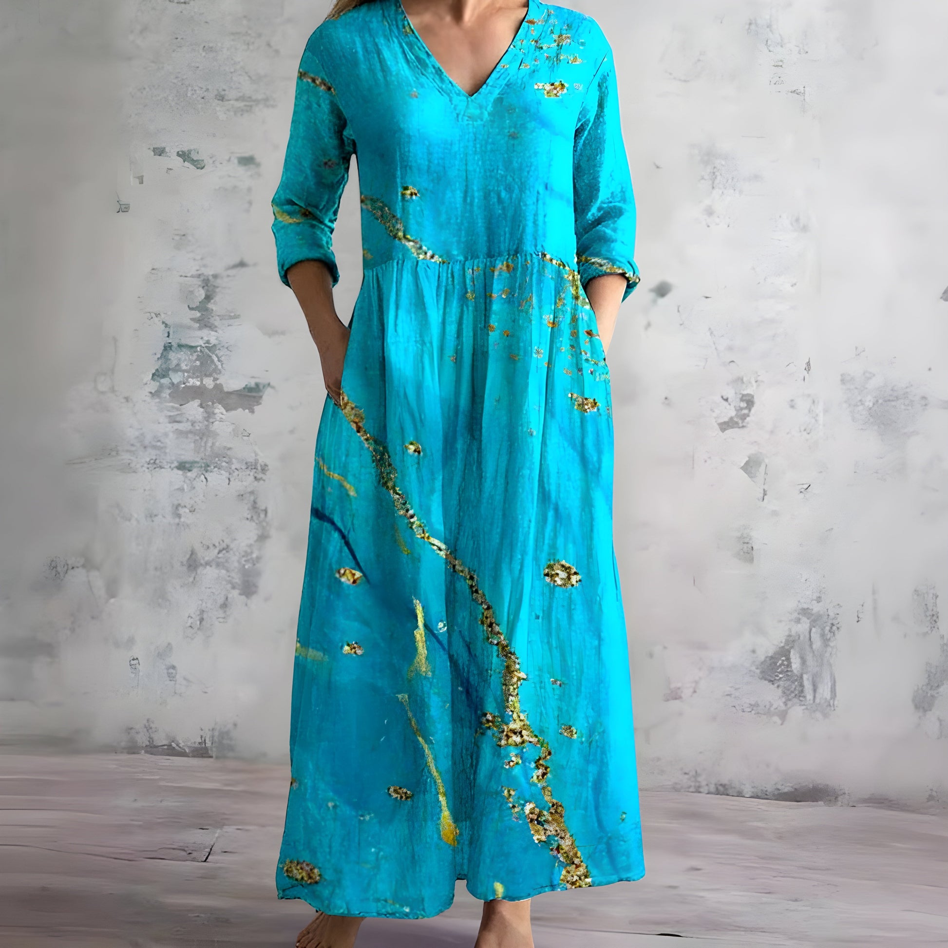 Damen Fließendes Blumenmuster Maxikleid | Romantisches V-Ausschnitt Sommerkleid 7