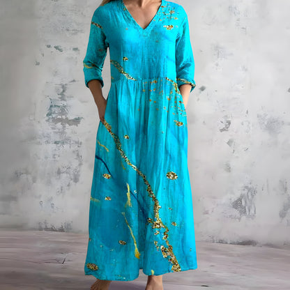 Damen Fließendes Blumenmuster Maxikleid | Romantisches V-Ausschnitt Sommerkleid 7