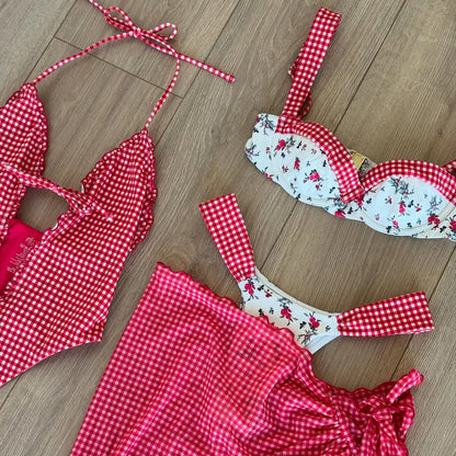 Damen Floral Bikini Set | Sexy Bandeau Push-Up Badeanzug für den Sommer